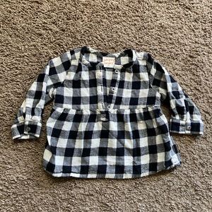 Girls Black and White Plaid Blouse